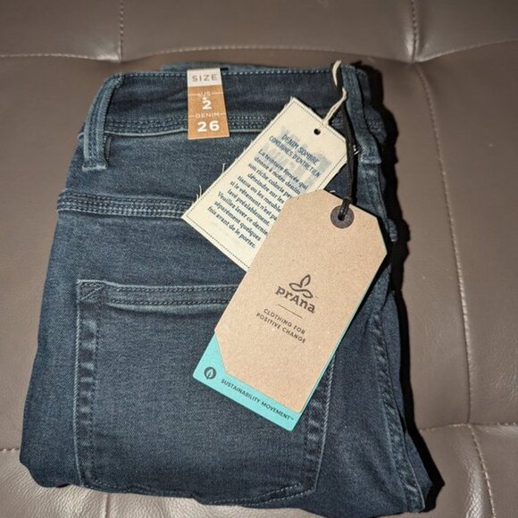 NEW Prana Soma Dark Wash Tinted Mid Rise Organic Slim Leg Fit Jeans Pants 26 NWT - Picture 6 of 6